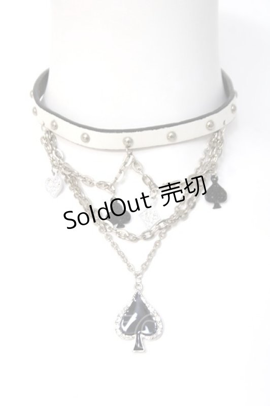 画像1: PEACE NOW / トランプマークチェーンチョーカー  白 Y-26-04-15-004-PU-AC-SZ-ZY (1)