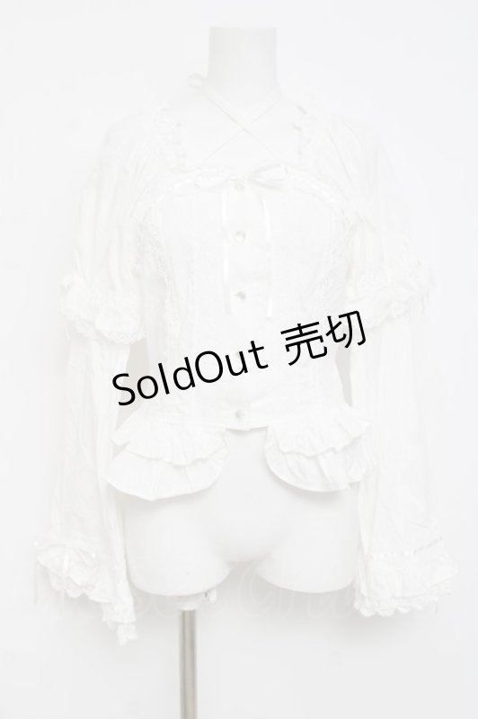 画像1: BABY, THE STARS SHINE BRIGHT / 姫袖後ろシャーリングブラウス  白 Y-26-04-15-042-BA-BL-SZ-ZY (1)