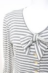 画像3: INGEBORG / リボン付きボーダーカーディガン F グレー×オフ Y-26-04-15-046-LO-TO-SZ-ZY (3)