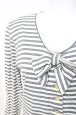 画像3: INGEBORG / リボン付きボーダーカーディガン F グレー×オフ Y-26-04-15-046-LO-TO-SZ-ZT139 (3)