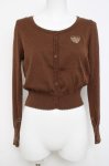 画像1: Emily Temple cute / ハートロゴ刺繍ラメニットカーディガン M ブラウン Y-26-04-15-054-ET-TO-SZ-ZY (1)