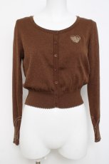 画像1: Emily Temple cute / ハートロゴ刺繍ラメニットカーディガン M ブラウン Y-26-04-15-054-ET-TO-SZ-ZY (1)