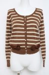 画像1: Emily Temple cute / リボン付きボーダーカーディガン M ブラウン Y-26-04-15-055-ET-TO-SZ-ZY (1)