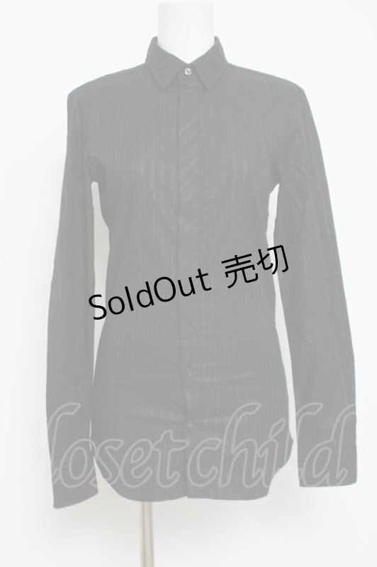 画像1: BUFFALO BOBS / ラメストライプシャツ 1 ブラック Y-26-04-15-057-PU-BL-SZ-ZY (1)