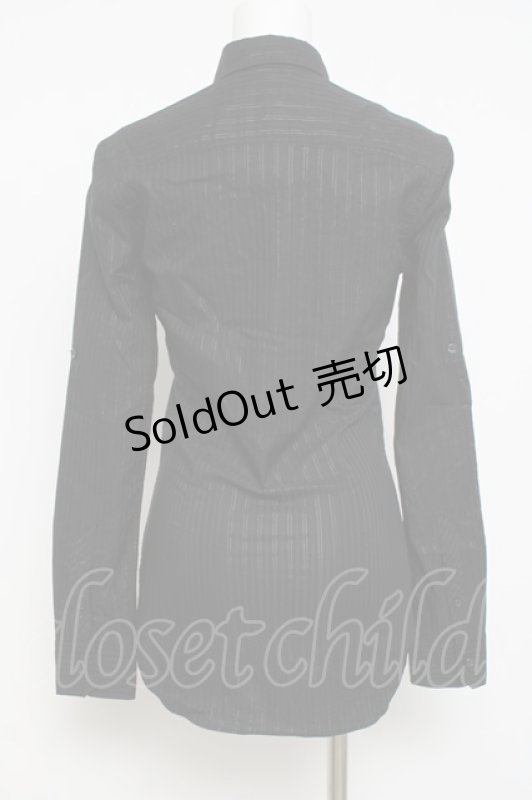 画像2: BUFFALO BOBS / ラメストライプシャツ 1 ブラック Y-26-04-15-057-PU-BL-SZ-ZY (2)