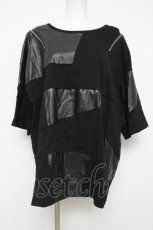 画像1: CIVARIZE / PUレザー切り替えパッチワークショルダーZIP Tシャツ F ブラック Y-26-04-15-063-GO-TS-SZ-ZY (1)