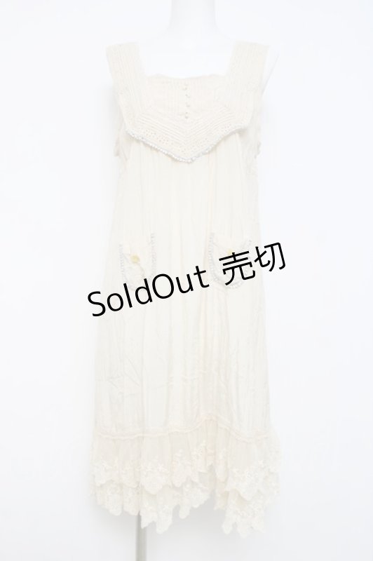 画像1: Cherir la femme / ビーズ使いポケットワンピース M 生成り Y-26-04-15-074-LO-OP-SZ-ZY (1)