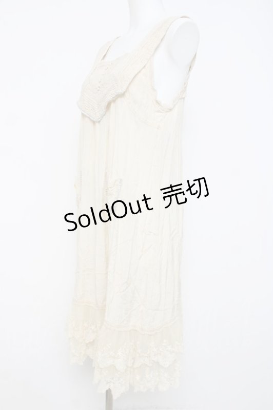 画像2: Cherir la femme / ビーズ使いポケットワンピース M 生成り Y-26-04-15-074-LO-OP-SZ-ZY (2)