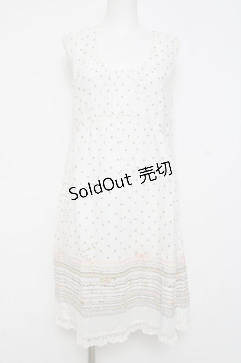 画像1: Franche Lippee / 音符刺繍ドット柄ワンピース M オフ Y-26-04-15-082-LO-OP-SZ-ZY (1)