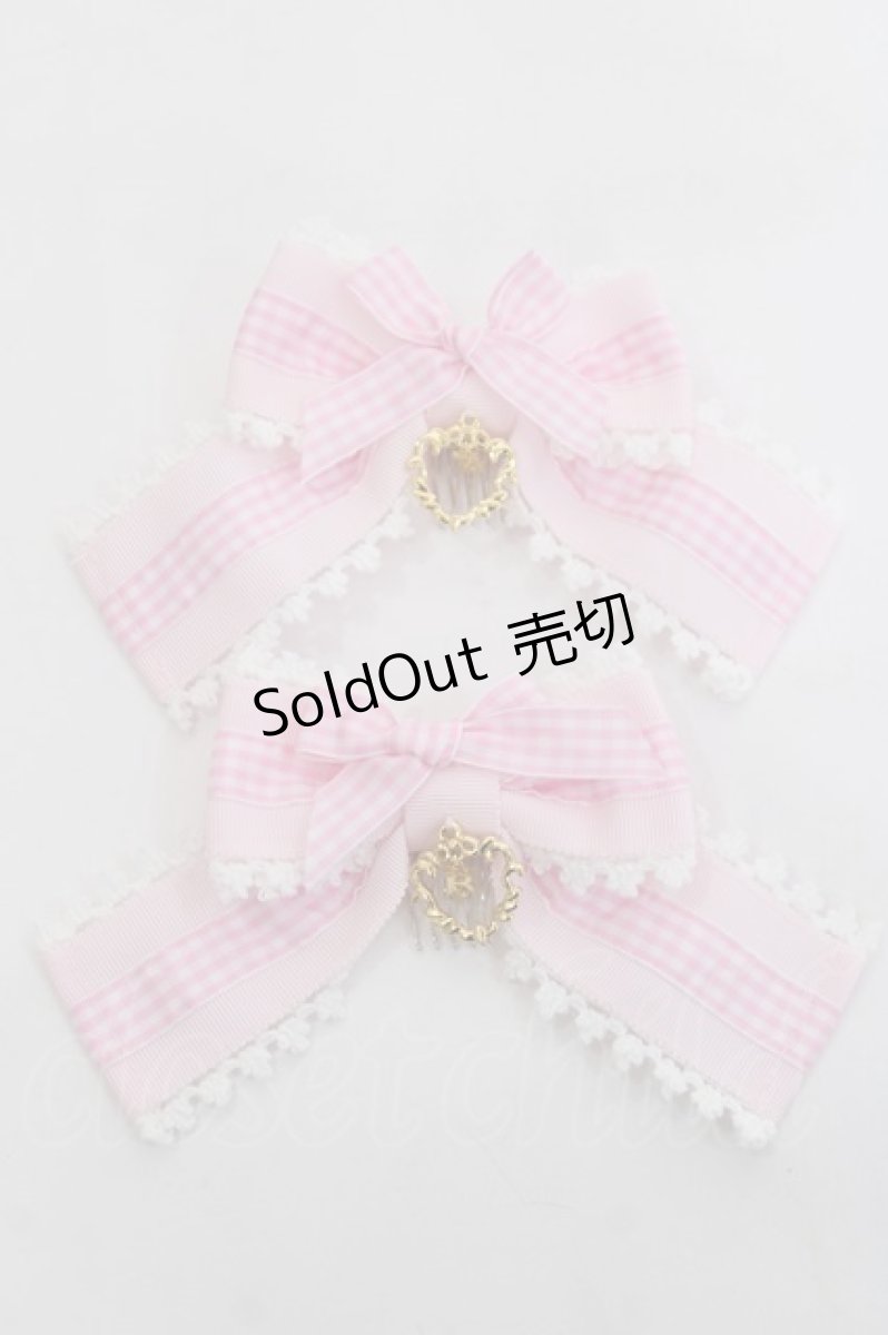 画像1: BABY, THE STARS SHINE BRIGHT / Hearty Ginghamリボンコーム  ピンク Y-26-04-15-014-BA-AC-SZ-ZY (1)