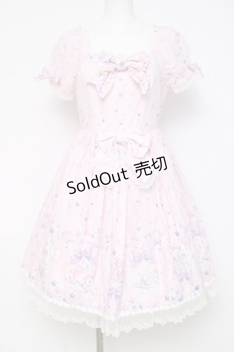 画像1: BABY, THE STARS SHINE BRIGHT / キラキラ星座とコンペイトウのお星様柄ワンピース  ピンク×オフホワイト Y-26-04-15-096-BA-OP-SZ-ZY (1)