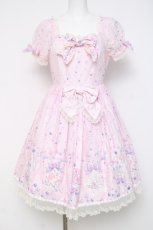 画像1: BABY, THE STARS SHINE BRIGHT / キラキラ星座とコンペイトウのお星様柄ワンピース  ピンク×オフホワイト Y-26-04-15-096-BA-OP-SZ-ZY (1)