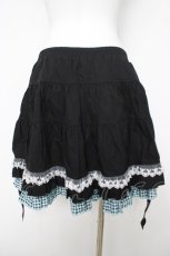 画像2: PUTUMAYO / ベルト付きチェック切替スカート  黒 Y-26-04-15-108-PT-SK-SZ-ZY (2)