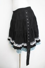 画像3: PUTUMAYO / ベルト付きチェック切替スカート  黒 Y-26-04-15-108-PT-SK-SZ-ZY (3)