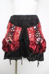 画像1: Qutie Frash / 和柄コルセット風プリーツスカート  黒×赤 Y-26-04-15-109-QU-SK-SZ-ZY (1)
