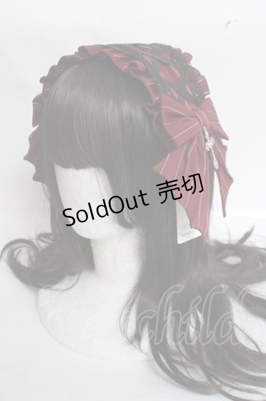 画像1: Chalmiere / ストライプリボンヘッドドレス  ワイン Y-26-04-17-037-LO-AC-SZ-ZY (1)