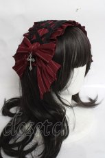 画像3: Chalmiere / ストライプリボンヘッドドレス  ワイン Y-26-04-17-037-LO-AC-SZ-ZY (3)