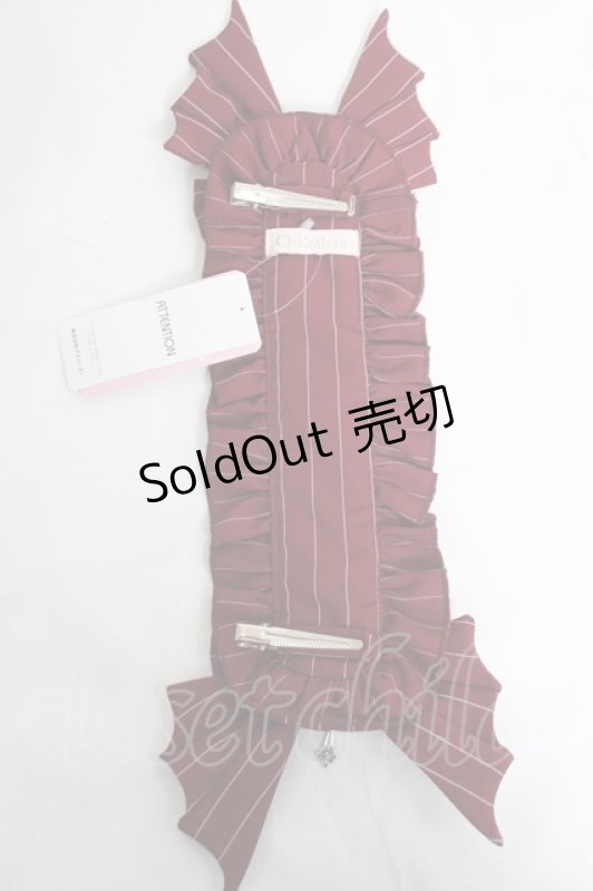 画像4: Chalmiere / ストライプリボンヘッドドレス  ワイン Y-26-04-17-037-LO-AC-SZ-ZY (4)