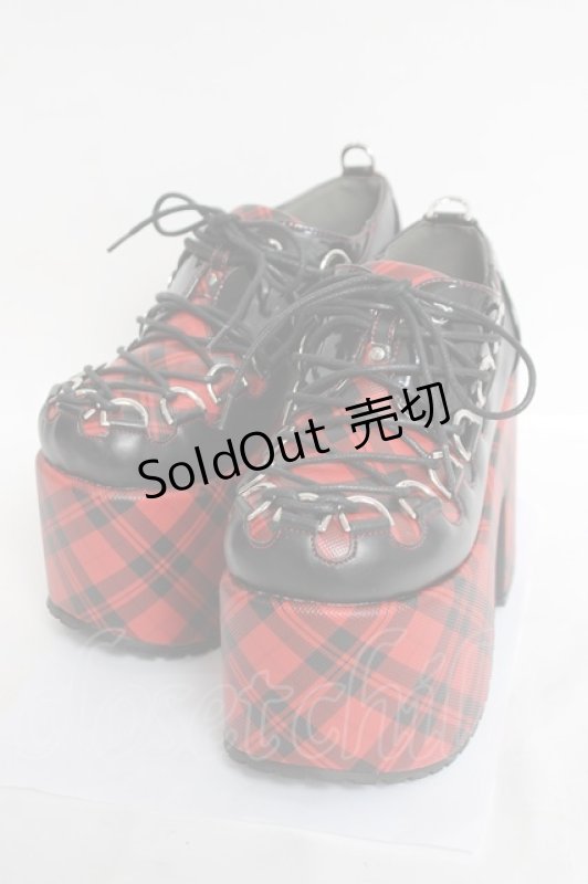 画像1: YOSUKE / 厚底レースアップヒールオックスフォード S レッド Y-26-04-17-046-PU-SH-SZ-ZY (1)