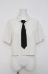 画像1: axes femme / ネクタイ付ショートシャツ F 白 Y-26-04-17-068-AX-BL-SZ-ZY (1)