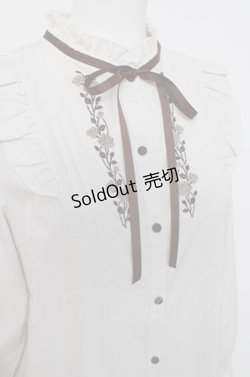 画像3: axes femme / 薔薇刺繍ハイネックブラウス L オフ Y-26-04-17-069-AX-BL-SZ-ZY (3)