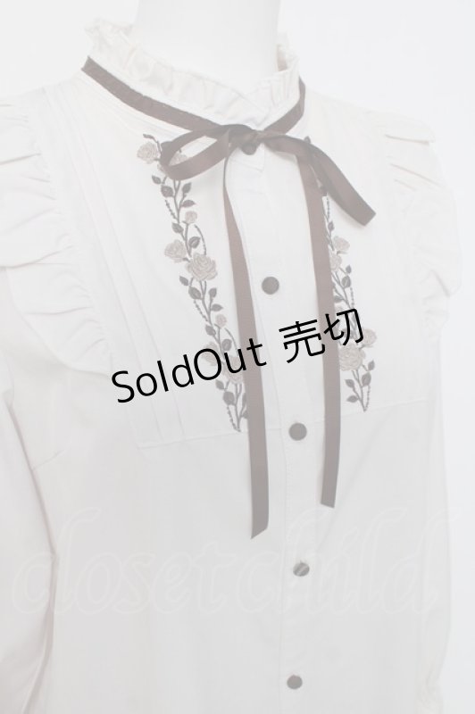 画像3: axes femme / 薔薇刺繍ハイネックブラウス L オフ Y-26-04-17-069-AX-BL-SZ-ZY (3)