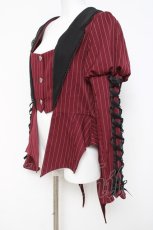 画像2: Chalmiere / ストライプレースアップジャケット M ワイン Y-26-04-17-072-LO-JA-SZ-ZH (2)