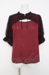 画像1: axes femme kawaii / レース重ね半袖ブラウス M ワイン Y-26-04-17-073-AX-BL-SZ-ZY (1)