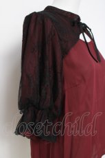画像3: axes femme kawaii / レース重ね半袖ブラウス M ワイン Y-26-04-17-073-AX-BL-SZ-ZY (3)