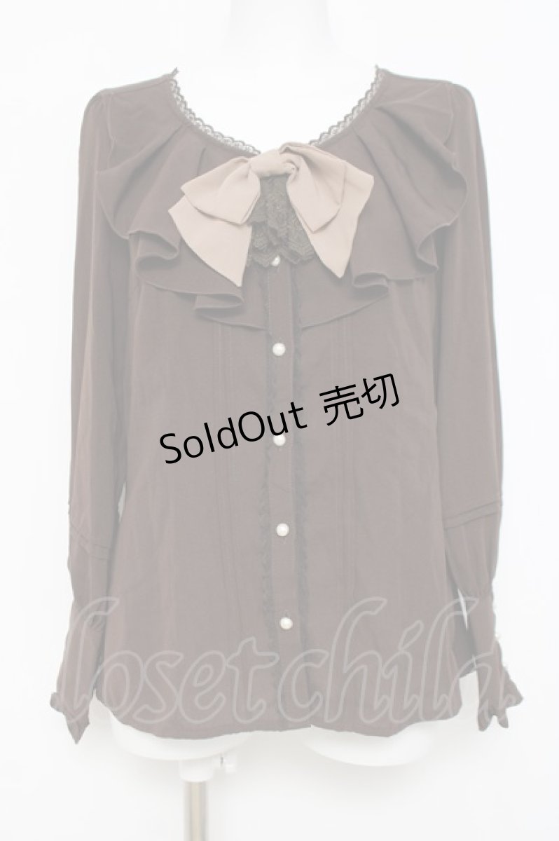 画像1: axes femme / シャボ付きラッフルブラウス M 茶 Y-26-04-17-074-AX-BL-SZ-ZY (1)