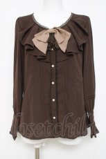 画像1: axes femme / シャボ付きラッフルブラウス M 茶 Y-26-04-17-074-AX-BL-SZ-ZY (1)