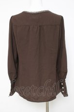 画像2: axes femme / シャボ付きラッフルブラウス M 茶 Y-26-04-17-074-AX-BL-SZ-ZY (2)