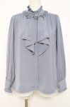画像1: axes femme / バラ刺繍ラッフルフリルブラウス M ブルー Y-26-04-17-076-AX-BL-SZ-ZY (1)