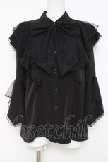 画像1: axes femme / ドットチュールリボン姫袖ブラウス F 黒 Y-26-04-17-080-AX-BL-SZ-ZY (1)