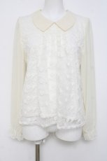 画像1: axes femme / 袖シャーリングレースプルオーバー M 生成り Y-26-04-17-098-AX-TO-SZ-ZY (1)