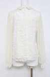画像2: axes femme / 袖シャーリングレースプルオーバー M 生成り Y-26-04-17-098-AX-TO-SZ-ZY (2)
