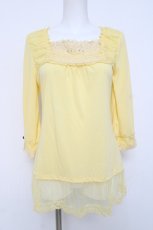 画像1: axes femme / レーシー七分丈インナープルオーバー M イエロー Y-26-04-17-101-AX-TO-SZ-ZY (1)