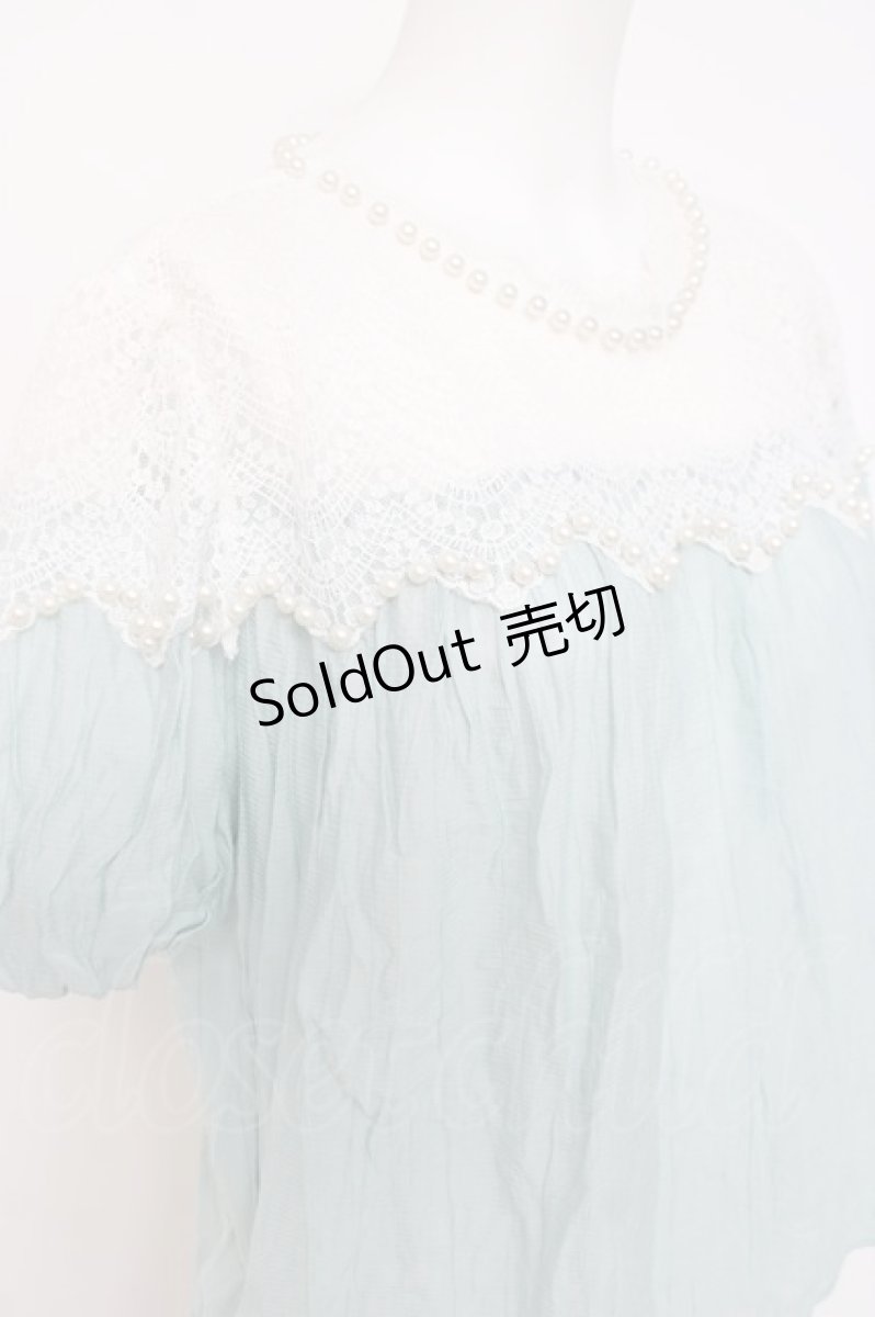 画像3: axes femme / レース切替トップス F サックス Y-26-04-17-105-AX-TO-SZ-ZY (3)