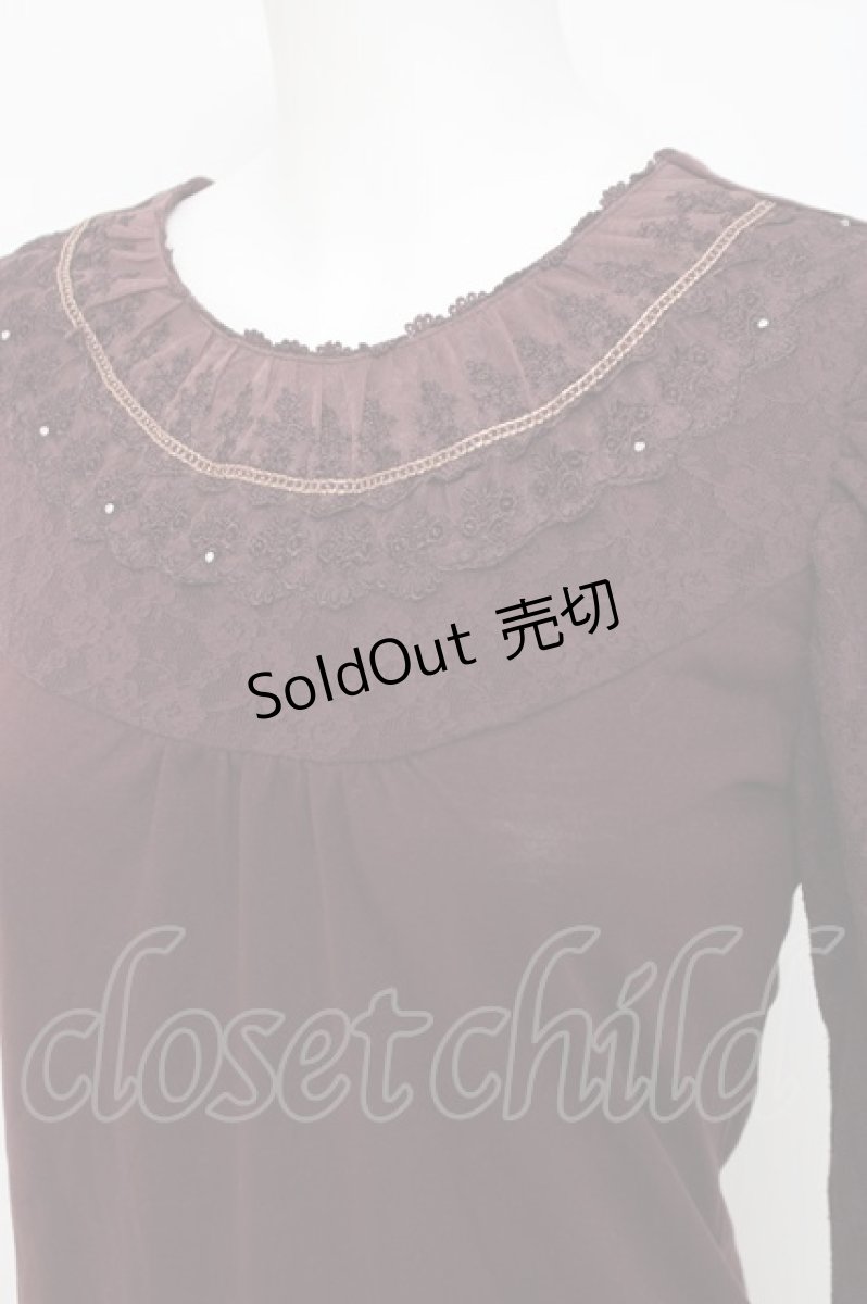 画像3: axes femme / 襟レースカットソー M ワイン Y-26-04-17-116-AX-TO-SZ-ZY (3)