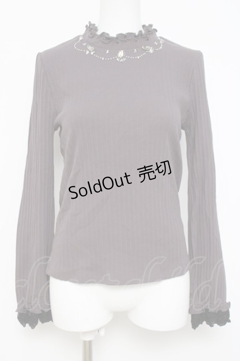 画像1: axes femme / ネックレスデザインリブプルオーバー  チャコール Y-26-04-17-126-AX-TO-SZ-ZY (1)