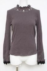 画像1: axes femme / ネックレスデザインリブプルオーバー  チャコール Y-26-04-17-126-AX-TO-SZ-ZY (1)