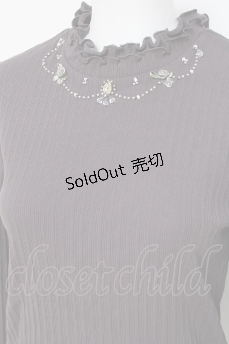 画像3: axes femme / ネックレスデザインリブプルオーバー  チャコール Y-26-04-17-126-AX-TO-SZ-ZY (3)