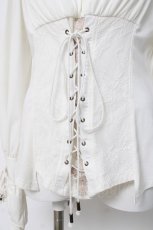画像5: Ozz oneste / 薔薇刺繍スタンドカラー編み上げトップス  オフシロ Y-26-04-17-136-OO-TO-SZ-ZS (5)