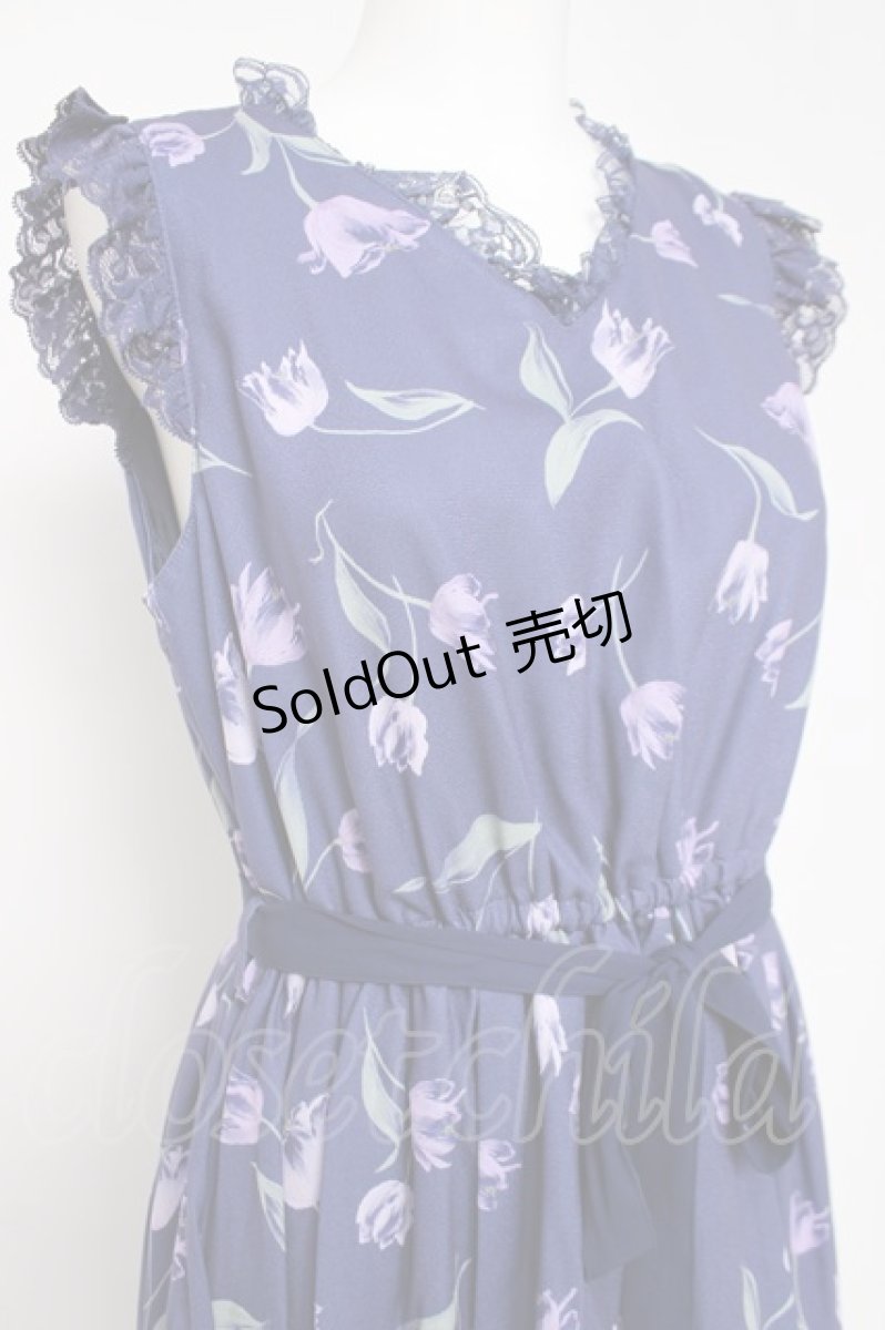 画像3: axes femme POETIQUE / チューリップ柄ワンピース  紺 Y-26-04-17-164-AX-OP-SZ-ZY (3)