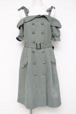 画像1: axes femme POETIQUE / トレンチ風オフショルワンピース  グリーン Y-26-04-17-167-AX-OP-SZ-ZY (1)