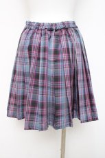 画像2: NieR Clothing / ロゴ刺繍チェックスカート F ブルー Y-26-04-17-205-PU-SK-SZ-ZY (2)