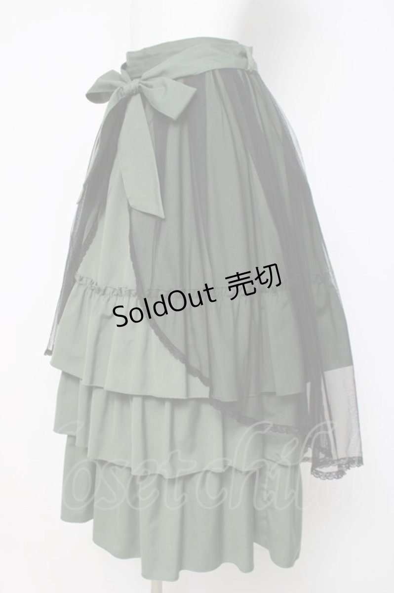 画像2: axes femme / チュール×ティアードスカート F グリーン Y-26-04-17-220-AX-SK-SZ-ZY (2)