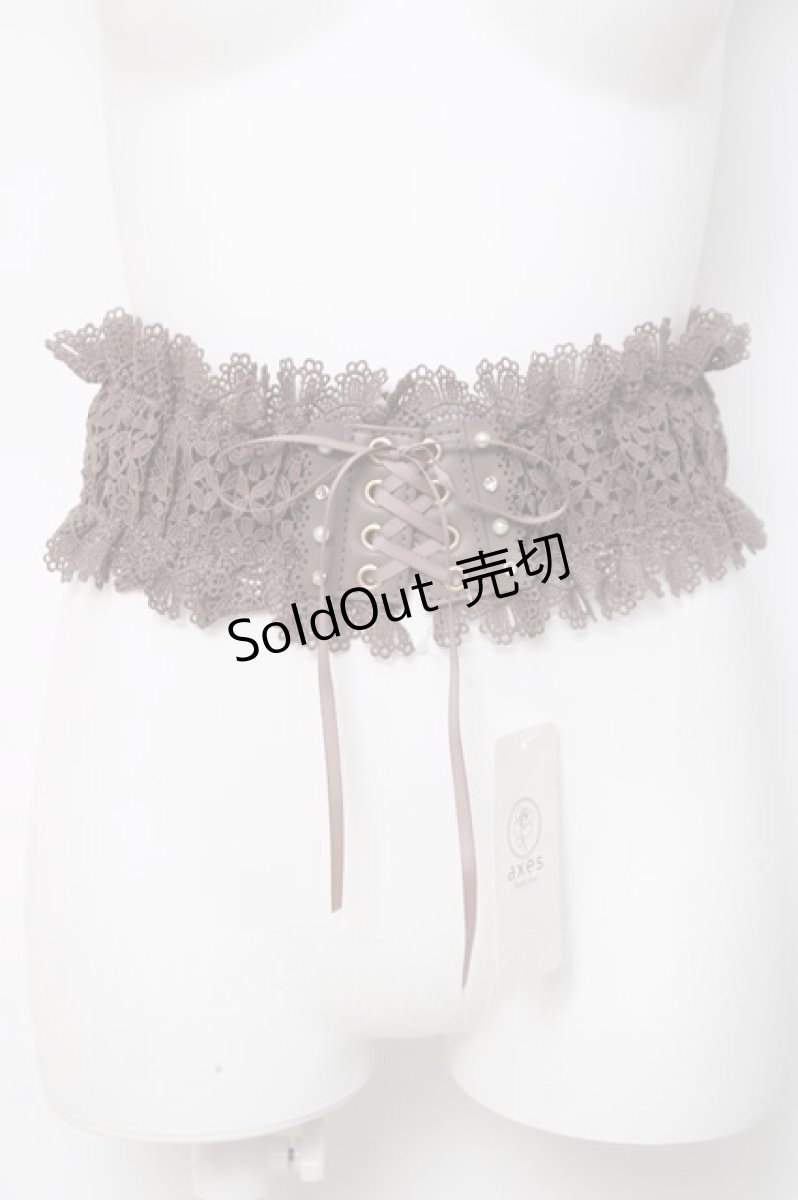 画像1: axes femme / レースアップゴムベルト F モカ Y-26-04-17-030-AX-BL-SZ-ZY (1)