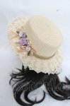 画像1: axes femme / 巻きバラレースカンカン帽 57.5cm 生成り Y-26-04-17-035-AX-AC-SZ-ZY (1)