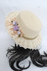 画像1: axes femme / 巻きバラレースカンカン帽 57.5cm 生成り Y-26-04-17-035-AX-AC-SZ-ZY (1)